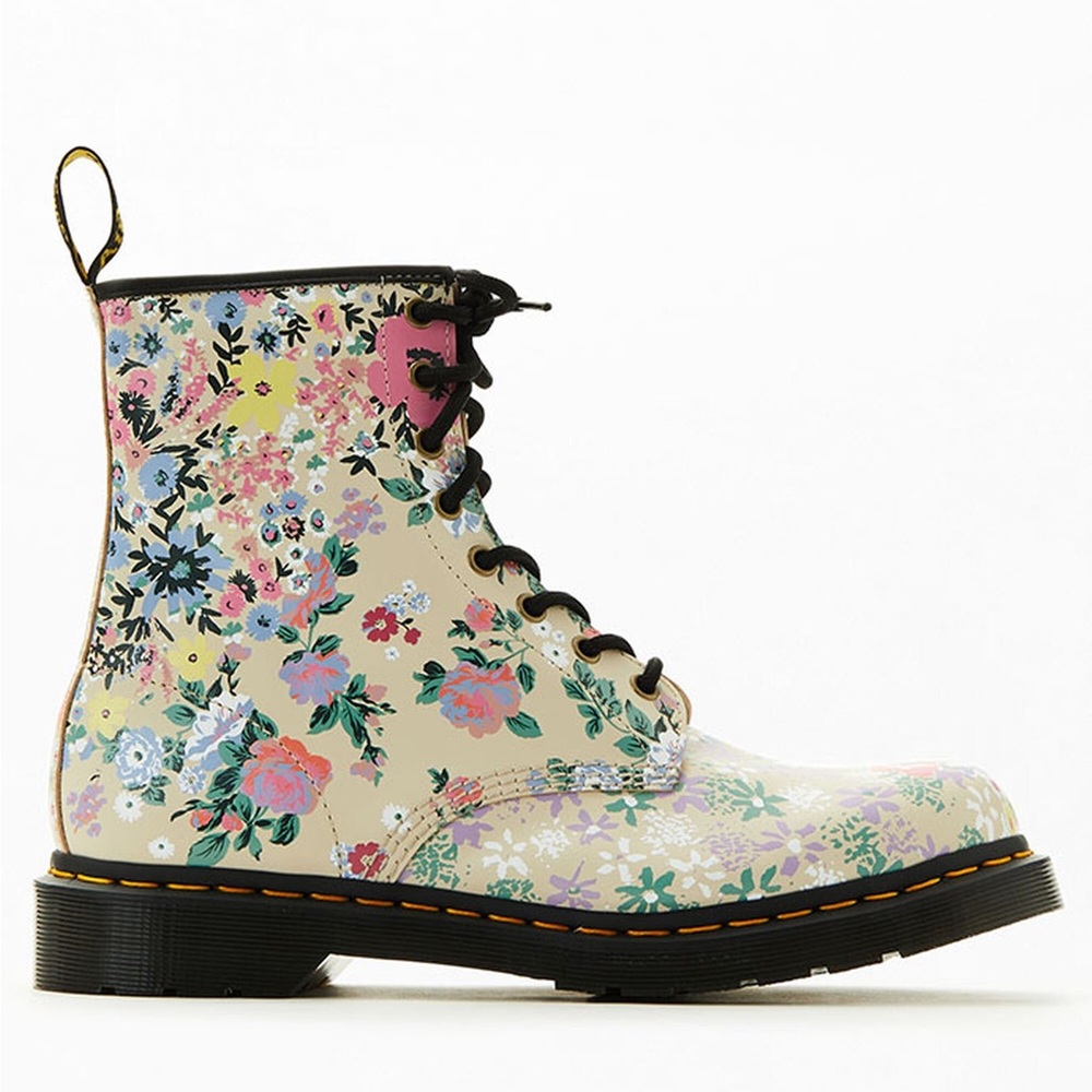 Dr Martens Women's Floral Leather Lace Up Boots - Picture 2 of 3